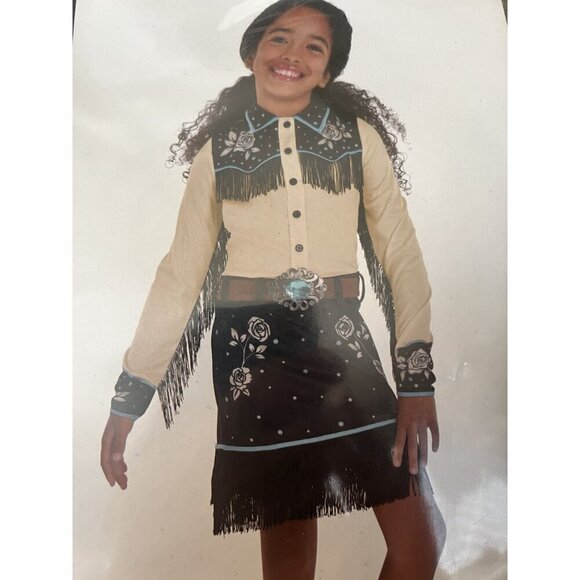 Cowgirl Costume Child X-Large 14-16 Western Style Dress, Fringe & Floral Detail - Picture 3 of 5